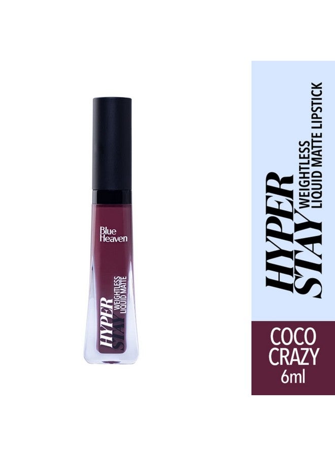 بلو هيفن أحمر شفاه سائل غير لامع خفيف الوزن من بلو هيفن هايبر ستاي | يدوم طويلاً ومقاوم للتلطخ | أحمر شفاه غير لامع لا يسيل للنساء | كوكو كريزي-06 | 6 مل - Image 2