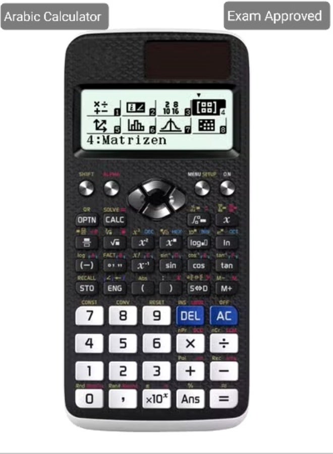 Scientific Calculator fx-991ARX Arabic | Full Dot Matrix Display | Natural Textbook Display | Solar + Battery | Exam Approved for Students - Image 1