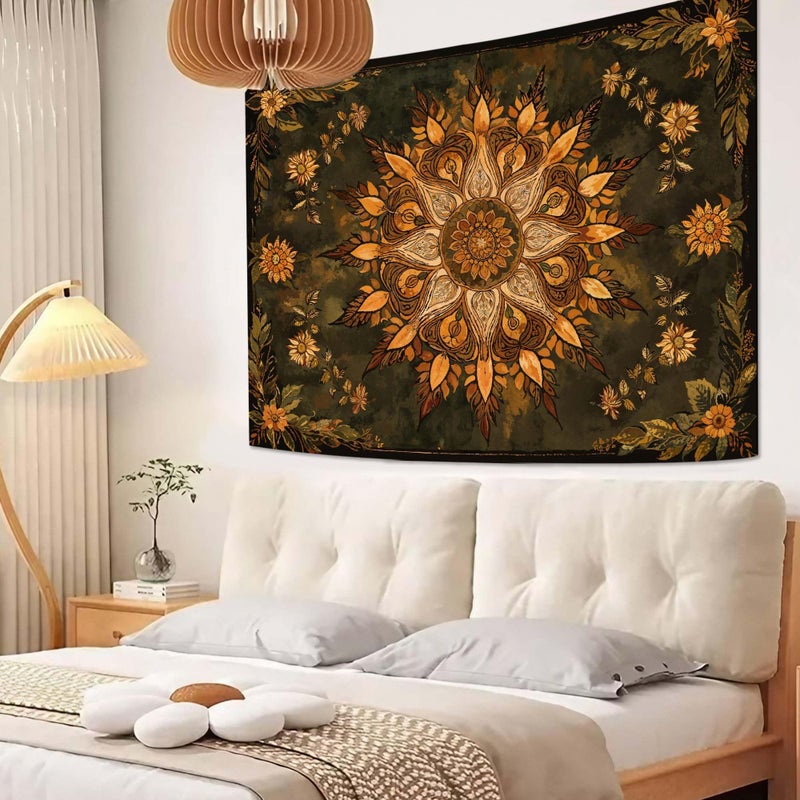 Neasow Mandala Tapestry, Vintage Boho Floral Wall Tapestries, Aesthetic Bohemian Decor for Living Room Bedroom, Retro Green Art 36Ã—48 inches - Image 4