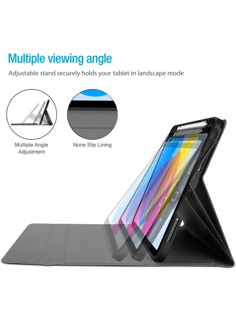 إيكو شاين ECO SHHINE Case for iPad 11th (A16) 11-inch 2025 / 10th Generation Case with Keyboard 10.9 inch 2022, PU Leather Case with Magnetically Detachable Wireless Keyboard -Black - Image 4