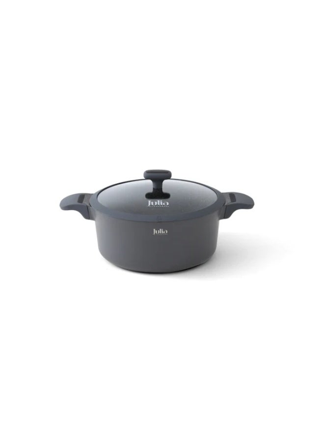 جوليا طقم أواني طهي جوليا  إيليت إيدج  8 قطع مع أغطية - رمادي - جرانيت أسود غير لاصق - يدعم الحث الحراري - Image 3