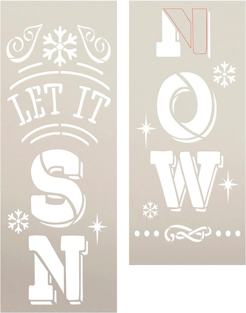Ivana's Let it Snow 2-Part Tall Porch Sign Stencil - 4ft - Craft DIY Christmas Home Decor | Paint Reversible Winter Porch Wood Leaner (16 x 6 Inch) - Image 1