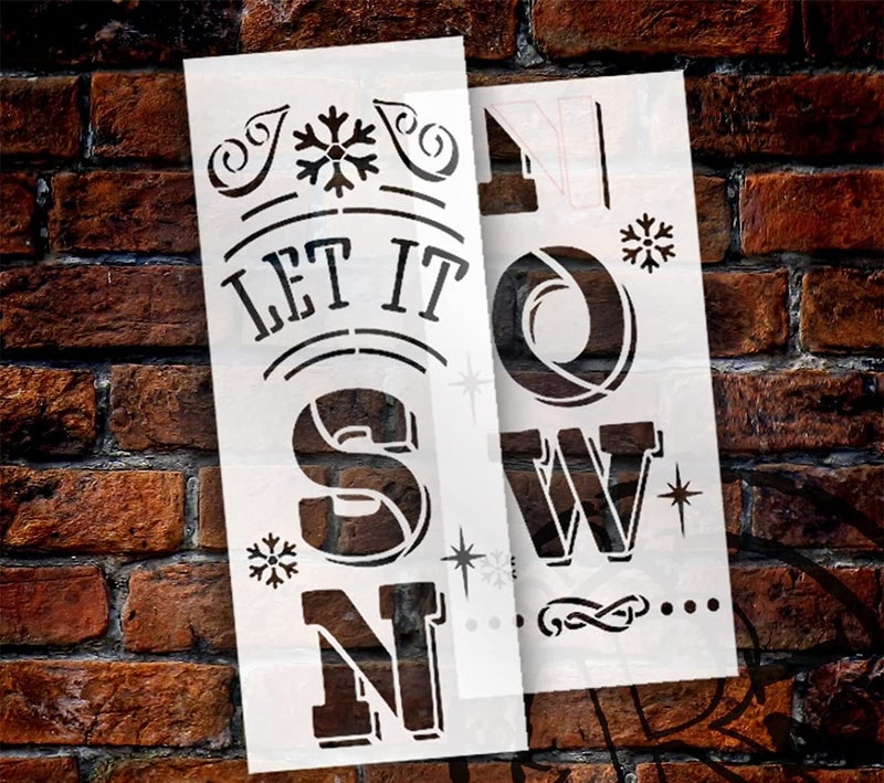 Ivana's Let it Snow 2-Part Tall Porch Sign Stencil - 4ft - Craft DIY Christmas Home Decor | Paint Reversible Winter Porch Wood Leaner (16 x 6 Inch) - Image 2