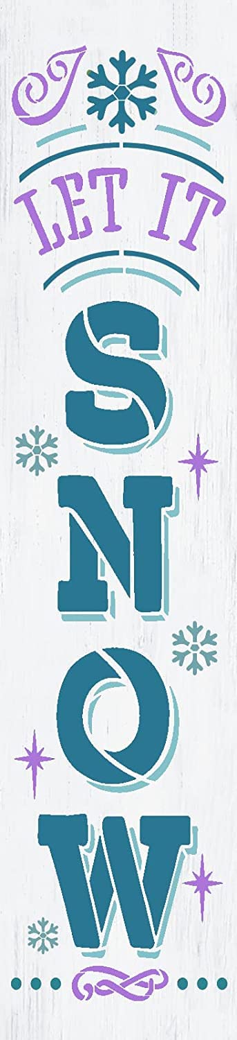 Ivana's Let it Snow 2-Part Tall Porch Sign Stencil - 4ft - Craft DIY Christmas Home Decor | Paint Reversible Winter Porch Wood Leaner (16 x 6 Inch) - Image 3