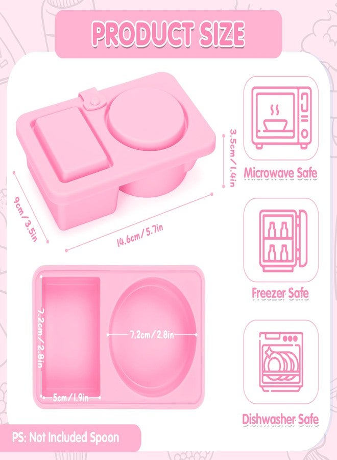 Dalycro Silicone Snack Containers with Lids - Reusable Snack Containers with Double Compartments for Adults Mini Silicone Food Box Perfect for Travel Lunch Gym (Pink) - Image 2
