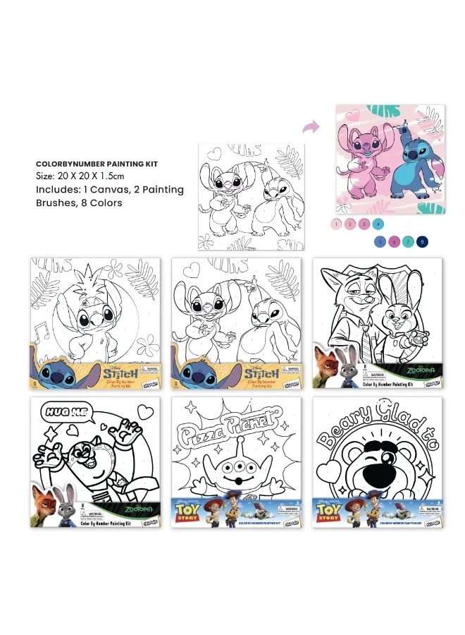 ديزني Toy Story Lotso Color by Number Painting Kit | Canvas with Brushes | Learn Number Recognition & Color Matching | Educational Activity For Kids | Age 3+