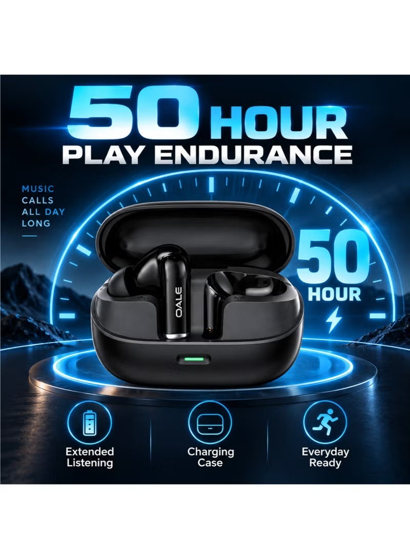 OALE Wireless Bluetooth Earbuds with ENC Noise Cancelling, 50H Playtime, Bluetooth 6.0, Touch Control, Stereo Sound, Dual Track Audio, In Ear Earphones with Charging Case, Black - Image 3