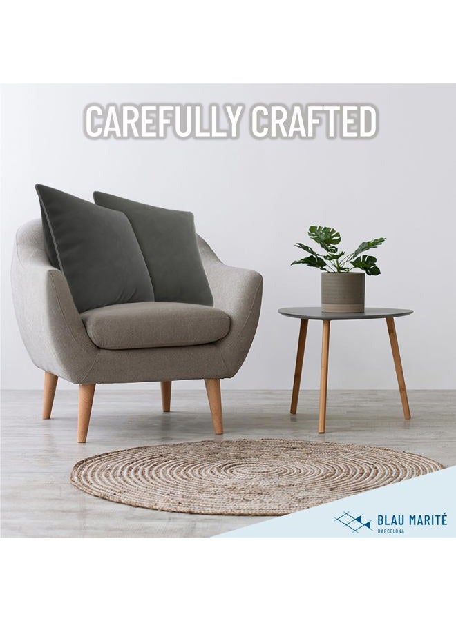 Blau Marité Decorative Velvet Throw Pillow Covers with Trim. Soft Velvet Decorative Pillow Cases. Velvet Cushion Covers. Contrast Pipping.(Deep Grey, 18"x18") - Image 3