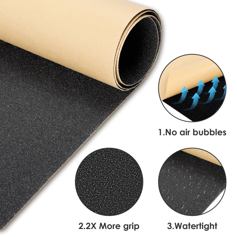 Aolabela Grip Tape, 33" x 9", No Air Bubbles, Black Griptape for Skateboards & Scooters - Image 3