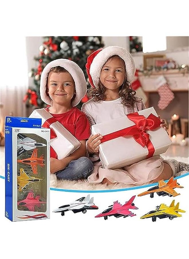 Generic - 4 Pack Diecast Airplane Toys for 3 4 5 6 Year Old Boys, Pull Back Plane Toys Die Cast Aircraft Fighter Jet Toys Models Kids' Play Vehicles Airplanes for Kids Birthday Gift Party Favors - Image 1
