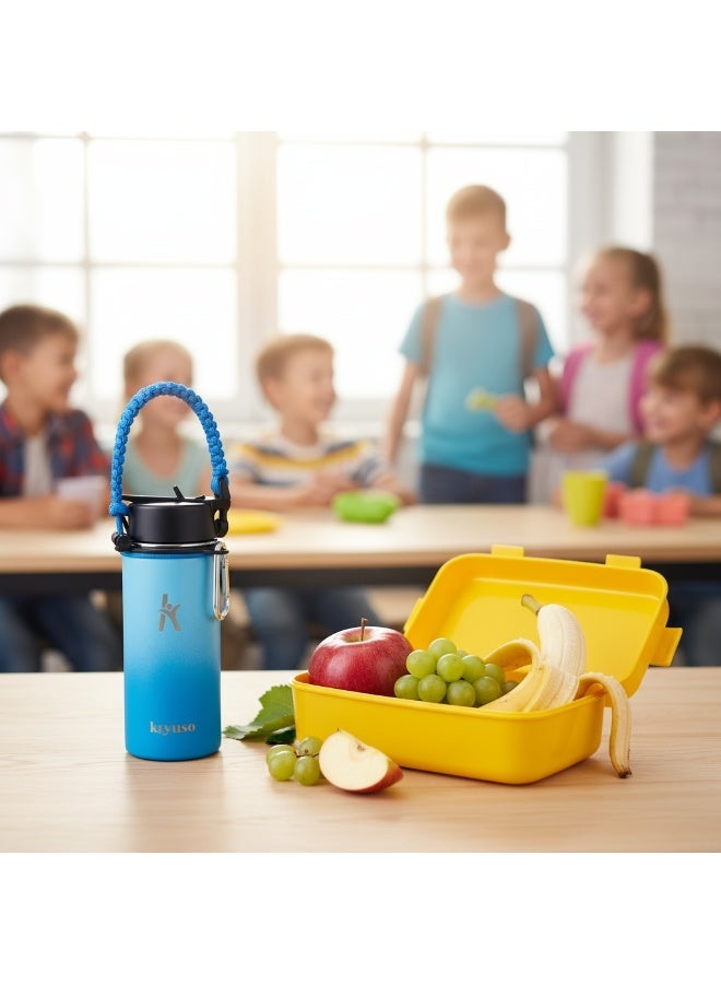 KRYMSO 500ml Water Bottle, Stainless Steel Water Bottle, Water Bottle for Kids Water Bottle with Straw, Thermos, Insulated Water Bottle, Water 500ml with Ai Stickers - Image 3
