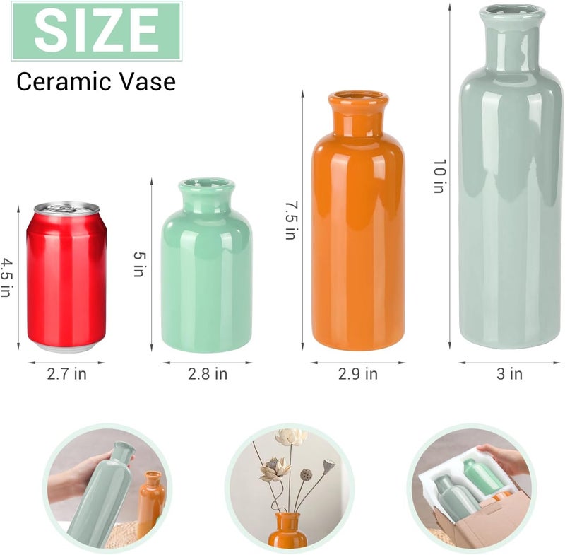 GUKJOB Small Ceramic Vase Set of 3, Boho Modern Flower Vase Room Decor, Farmhouse Decor, Vases for Your Kitchen, Bathroom, Bedroom, Living Room, Office&Shelf Centerpiece Table Decorations - Image 3