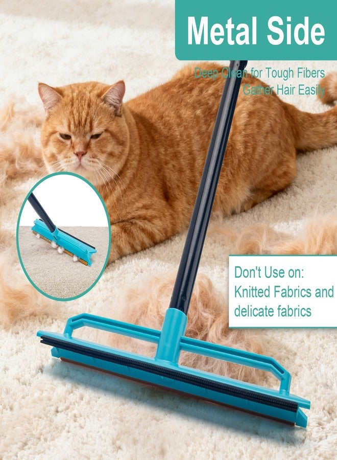 Ylebs Carpet Rake for Pet Hair Removal Tool, Reusable Pet Hair Remover Broom with 56” Long Handle, Cat & Dog Hair Carpet Scraper for Rugs Mats Couch - Image 3