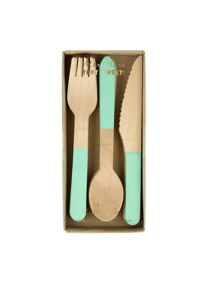 Meri Meri Mint Wooden Cutlery Set