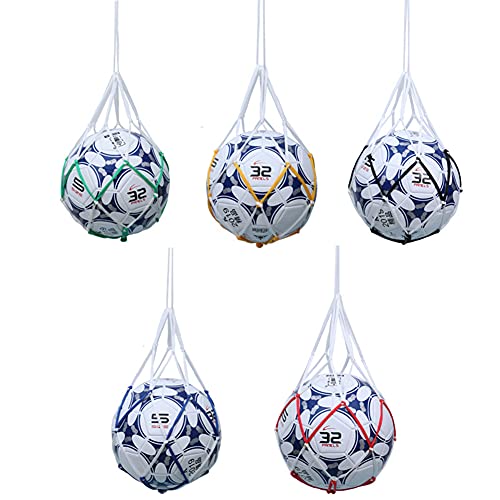 EastyGold Basketball Net Bag Football Soccer Mesh Storage Sports Ball Holder Organiser Nylon Carry Bag Durable Single Ball Carrier 2 Pack Black Green Fit Ball 3 4 5 - Image 4