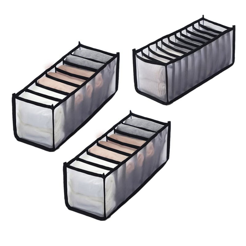 HSLFUAI 3 Pack Drawer Organizer for Underwears SockTie Foldable Closet Organizer Drawer Soft Fabric Dresser Drawer Divider Bins for Underwear Socks Ties3PCS UnderwareSocks - Image 2