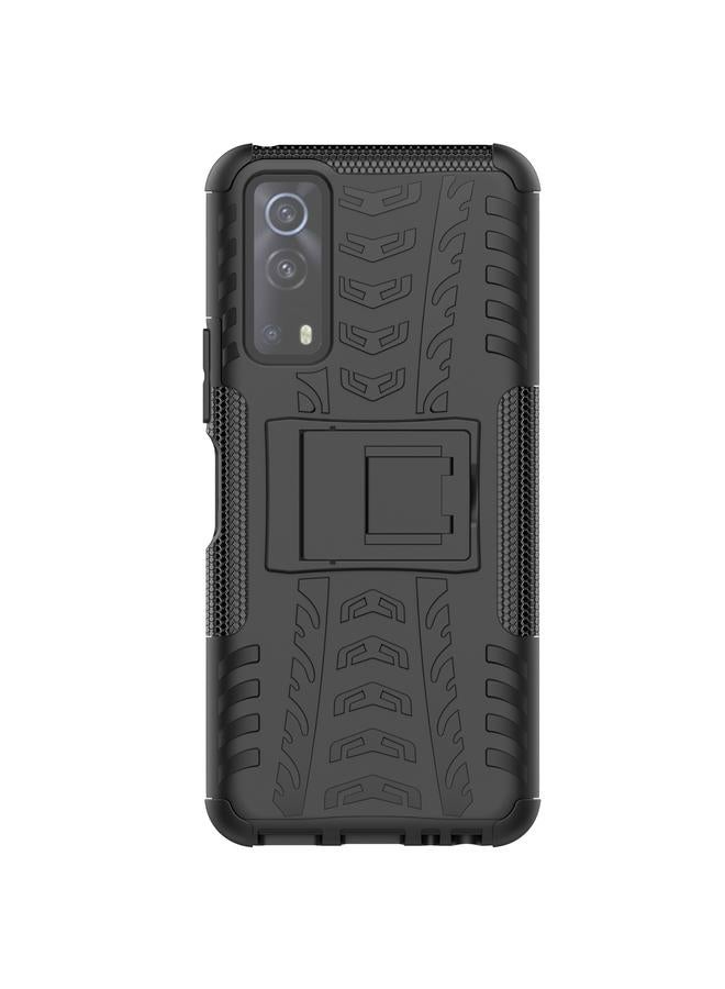 erorex Case For Vivo iQOO Z3 Tire Texture Shockproof TPU+PC Protective Case with Holder - Image 2