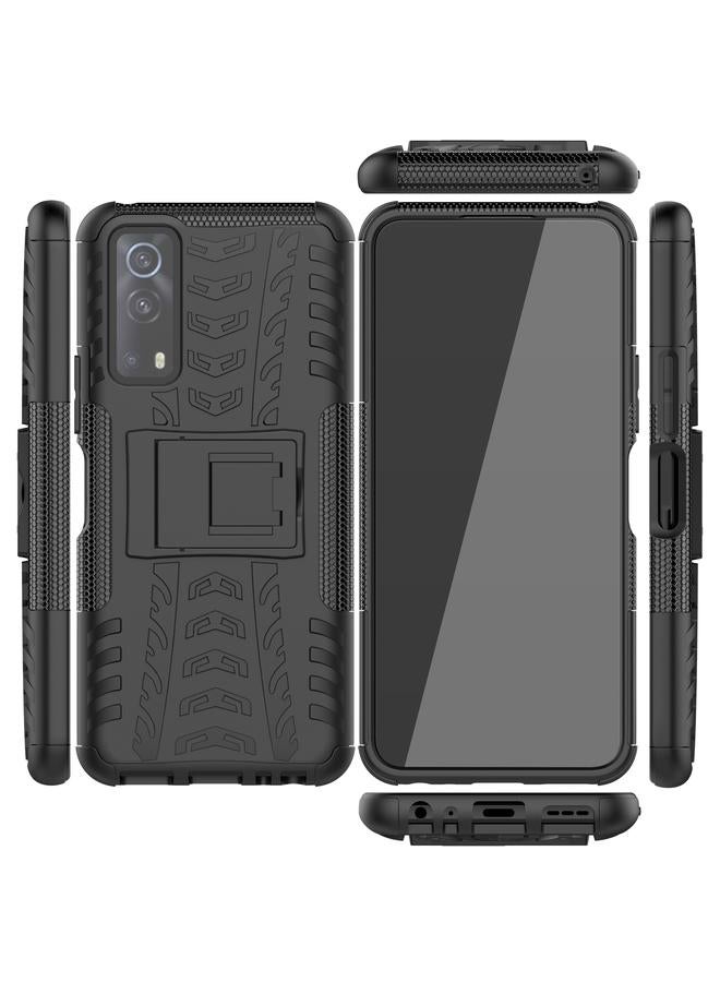 erorex Case For Vivo iQOO Z3 Tire Texture Shockproof TPU+PC Protective Case with Holder - Image 5