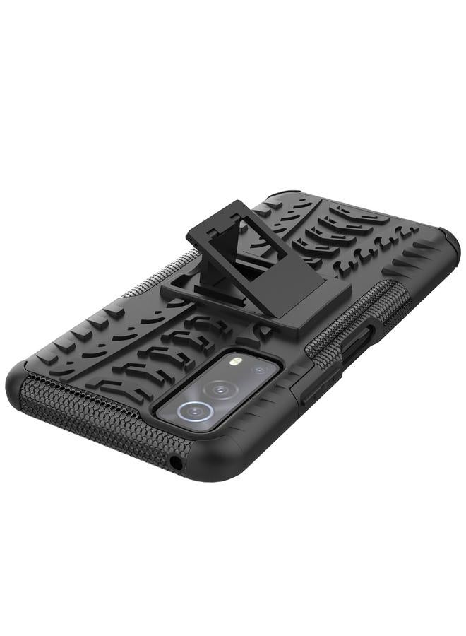 erorex Case For Vivo iQOO Z3 Tire Texture Shockproof TPU+PC Protective Case with Holder - Image 4