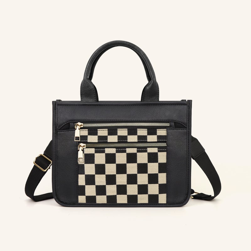 Women'S Checkerboard Shoulder Crossbody Bag Casual All-Match Handbag Plaid Tote Bag With Shoulder Strap For Women - Image 1