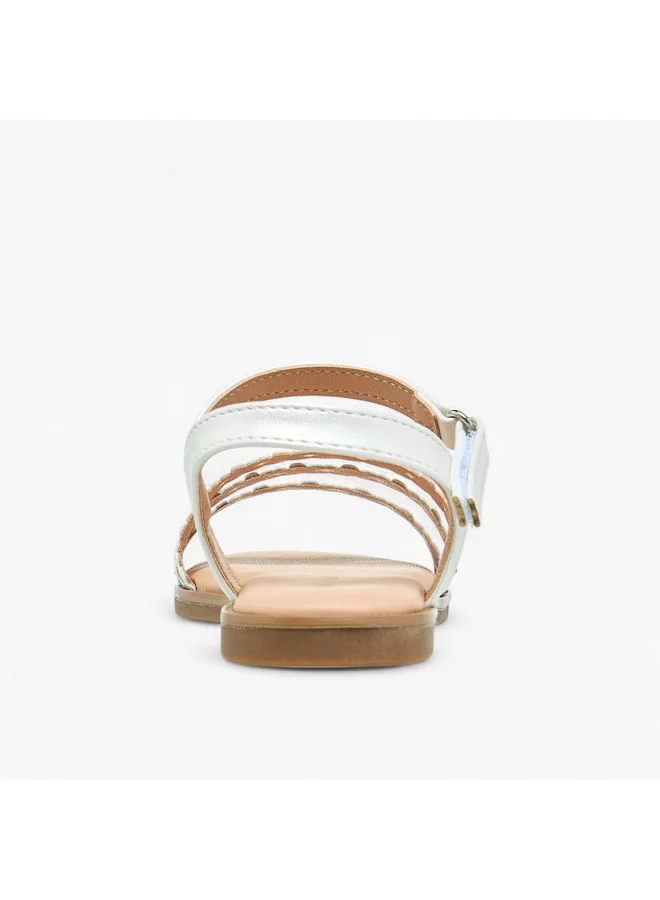 Flora Bella By Shoexpress Girls Floral Detail Strap Sandals with Hook and Loop Closure