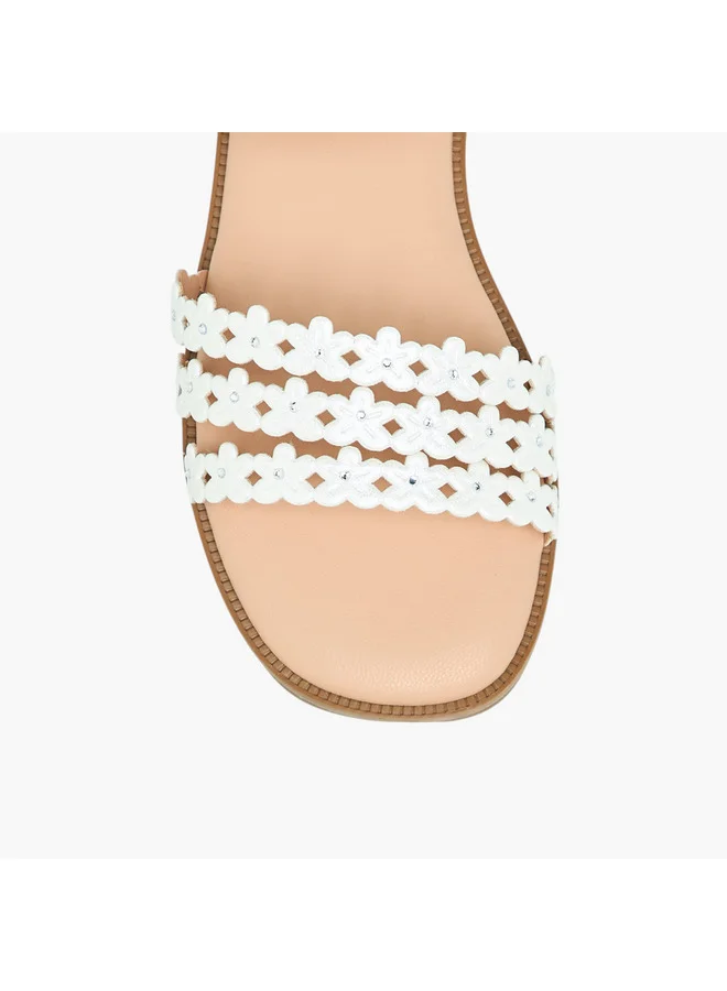 Flora Bella By Shoexpress Girls Floral Detail Strap Sandals with Hook and Loop Closure