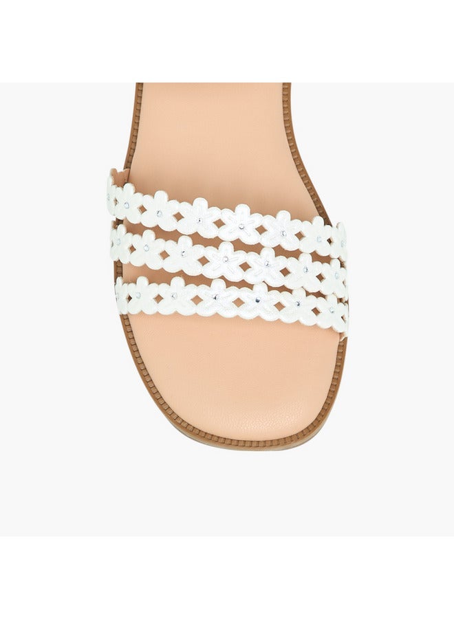 Flora Bella By Shoexpress Girls Floral Detail Strap Sandals with Hook and Loop Closure - Image 3