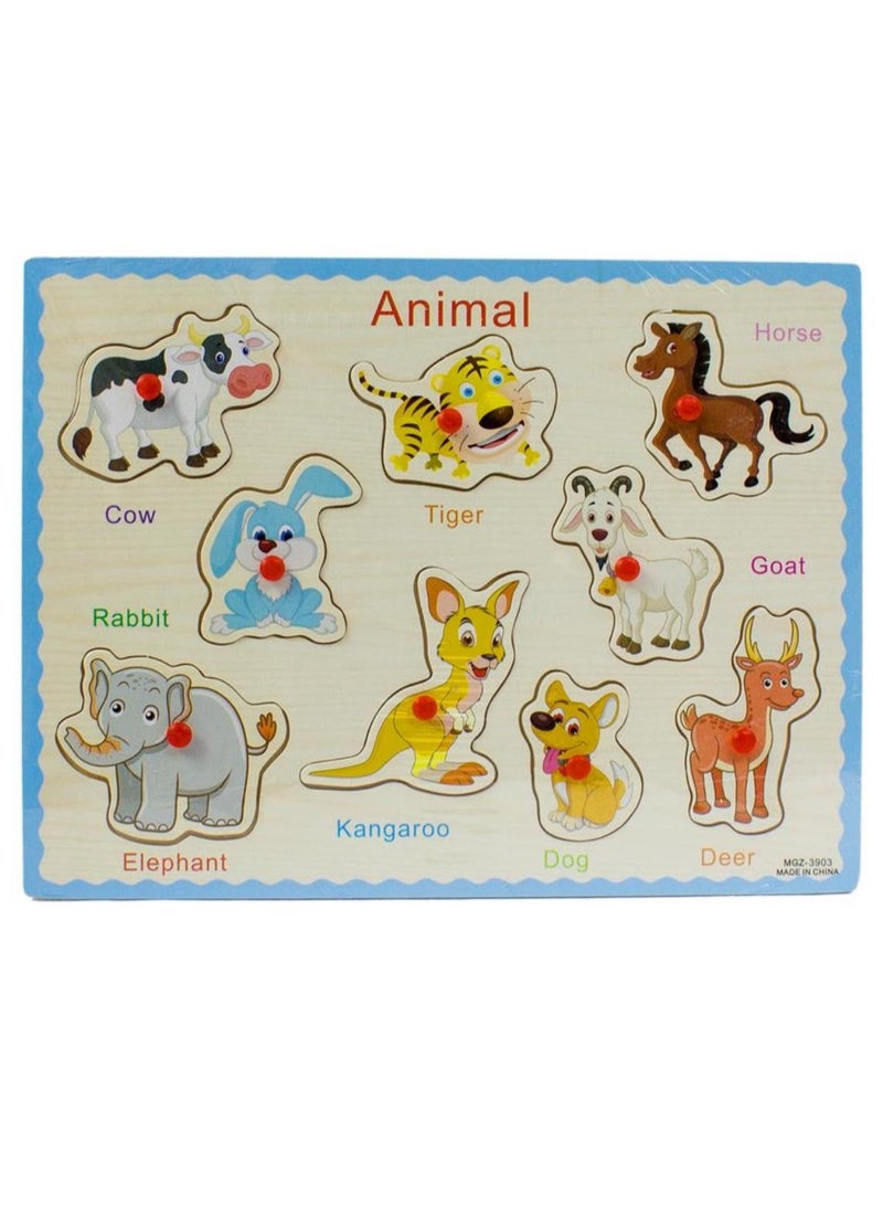 Wooden educational toy for learning about animals