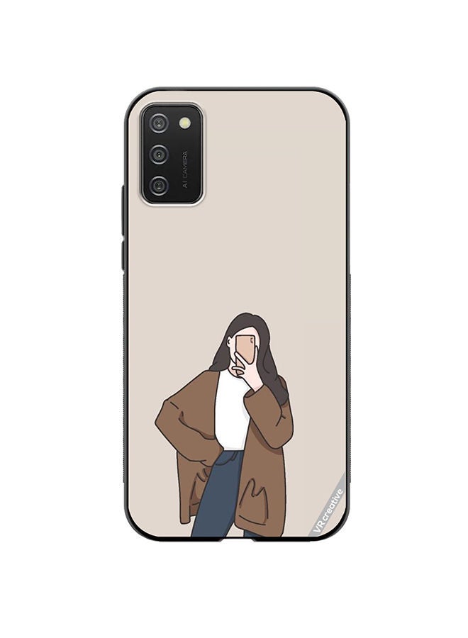 VR CREATIVE Protective Case Cover For Samsung Galaxy A03s Minimilist Girl Design Multicolour - Image 1