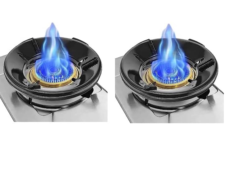 HVG TRADERS Gas Saver Burner Stand|Windproof Gas Stand for Gas Chula Stand|Gas Saver Jali|Stove Protector and Washable Stand (BLACK, PACK OF-2) - Image 1