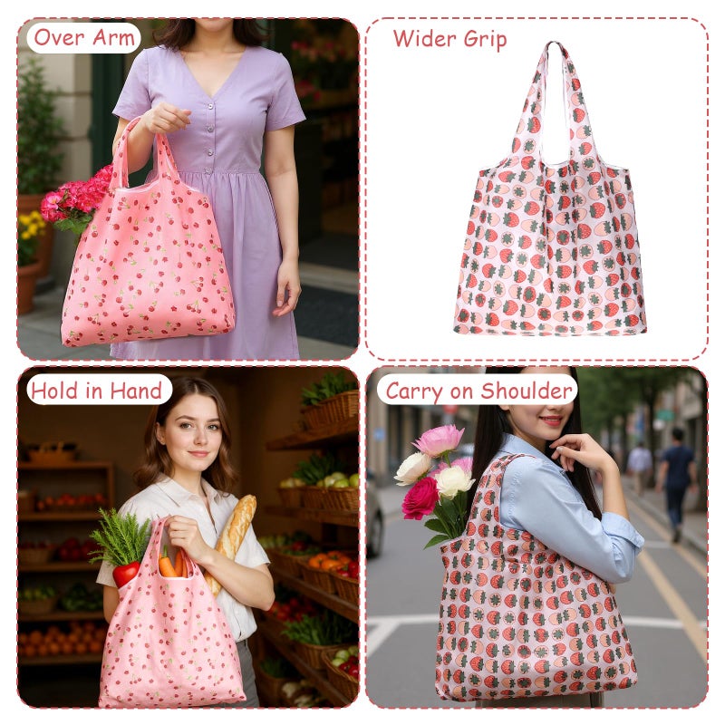 YBEATY 2 Pcs Reusable Shopping Bags Cute Extra Large Foldable Bag Travel Waterproof Totes Pouch Washable Polyester Bag in Pocket Kitchen Daily Grocery Bags Supplies - Image 2