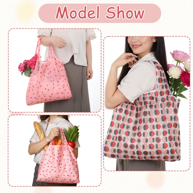 YBEATY 2 Pcs Reusable Shopping Bags Cute Extra Large Foldable Bag Travel Waterproof Totes Pouch Washable Polyester Bag in Pocket Kitchen Daily Grocery Bags Supplies - Image 4