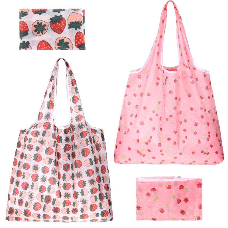 YBEATY 2 Pcs Reusable Shopping Bags Cute Extra Large Foldable Bag Travel Waterproof Totes Pouch Washable Polyester Bag in Pocket Kitchen Daily Grocery Bags Supplies - Image 1