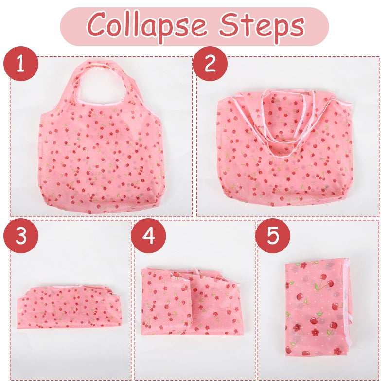 YBEATY 2 Pcs Reusable Shopping Bags Cute Extra Large Foldable Bag Travel Waterproof Totes Pouch Washable Polyester Bag in Pocket Kitchen Daily Grocery Bags Supplies - Image 5