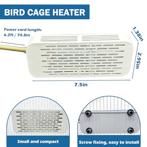 WEIYOONS Bird Heater Warmer for Cage, Bird Heat Lamp with Lampshade and Lightless-Design, Bird Cage Heater for Parrot Cockatiel Parakeet Chick Bunny Hamsters Small Birds and Pets (7.48" L* 2.95" W) - Image 2