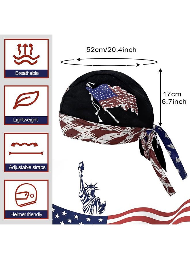 Lobimelan 3 Pcs Do Rags for Men Skull Cap Breathable Moisture Wicking Pirate Hat Helmet Liner Running Cotton Hat for Women - Image 2
