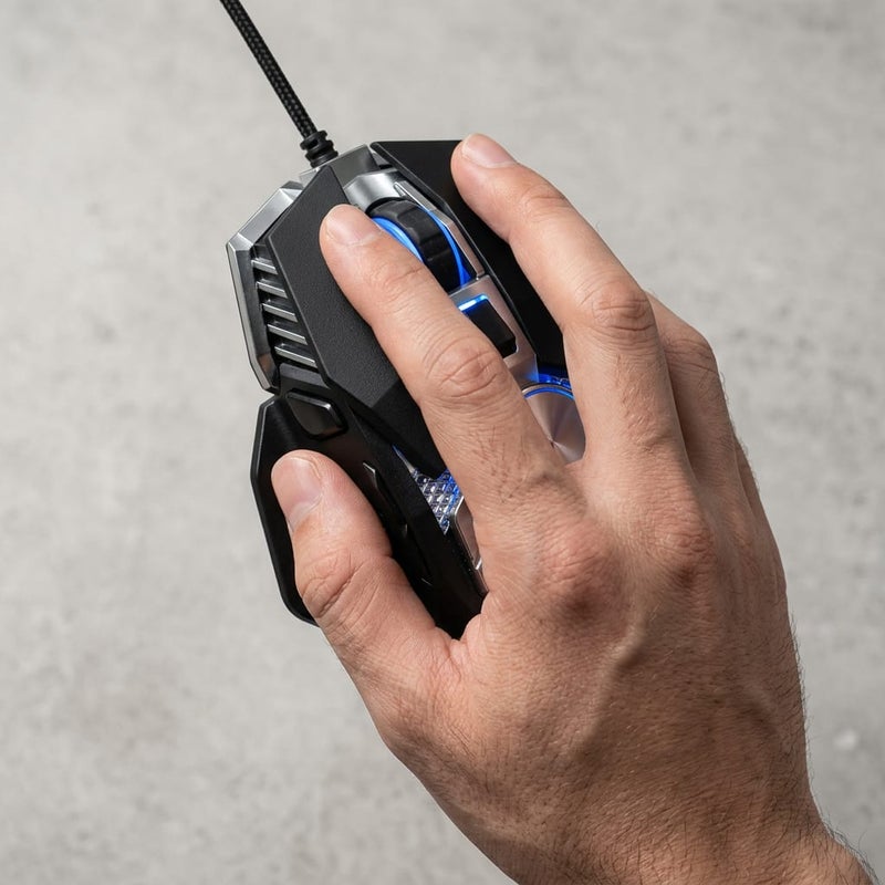 تي- وولف ماوس ألعاب سلكي تي وولف V10 بتصميم ميكانيكي مريح، 7 أزرار برمجة ماكرو مع إضاءة تنفس 4 ألوان، دقة نقطة لكل انش قابلة للتعديل 800-2400 وأوزان - Image 3