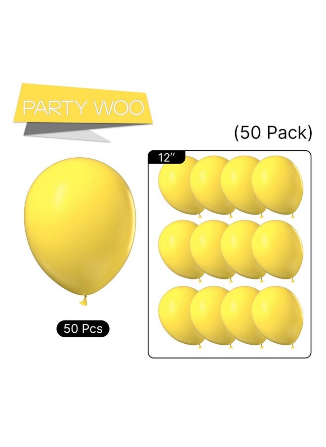 PartyWoo Yellow Balloons, 50 Pcs 12 Inch Matte Yellow Balloons, Yellow Latex Balloons For Balloon Garland Balloon Arch As Party Decorations, Birthday Decorations, Baby Shower Decorations, Yellow-Y55  - Image 5
