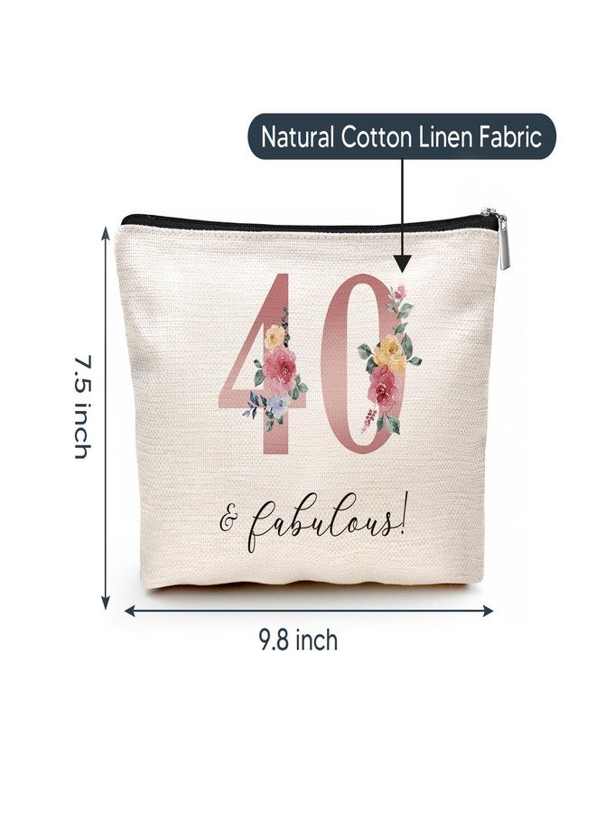 Canvas Makeup Bag for Women, Inspirational God Says I Am Cosmetic Pouch, 70th 80th Birthday, Travel Toiletry Organizer with Sports & Floral Patterns (40th Birthday - Fabulous) - Image 2