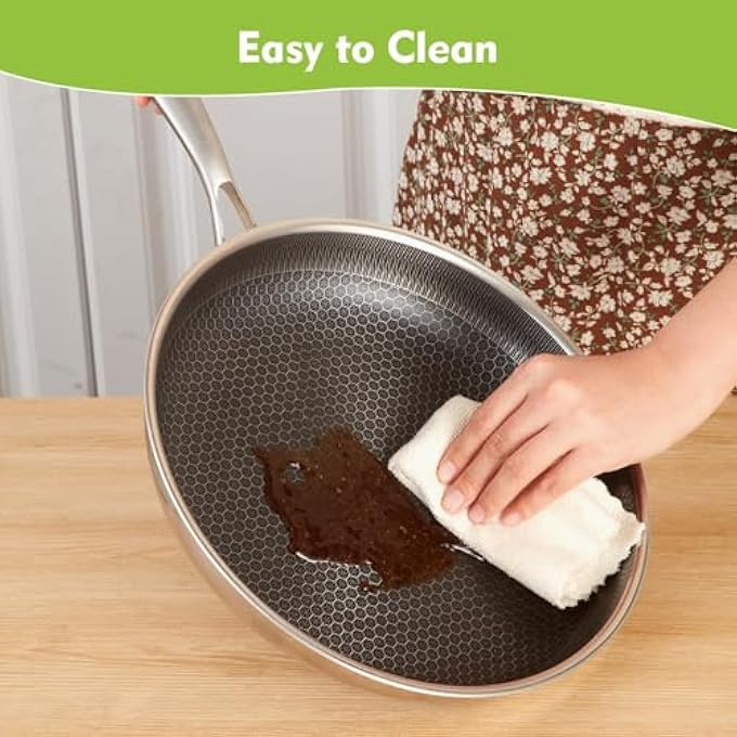 أوفردنسي مقلاة غير لاصقة مقاس 28 سم مع غطاء من الزجاج المقوى، ومقبض StayCool، وأواني طهي خالية من مادة PFOA، ومقالي غير لاصقة من الفولاذ المقاوم للصدأ، وآمنة للاستخدام في غسالة الأطباق، وتعمل على أسطح الطهي بالحث الكهرومغناطيسي والسيراميك والغاز. - Image 5