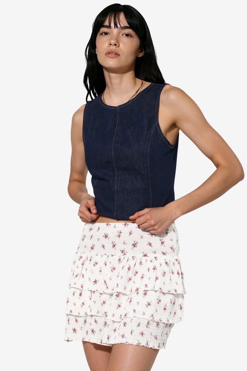 بوسيم BUSEM Floral High Waist Mini Skater Skirt