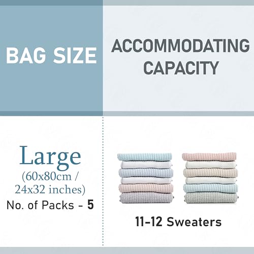 ABOUT SPACE 5 Pack Large Vacuum Bags for Travel with Electric Pump & Hand Pump | Space Saver Storage Organizer Bag for Pillows, Comforters, Ziplock Airtight Reusable Luggage Bags (Blue) - Image 3