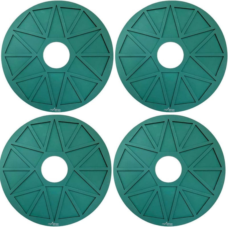 Bright Kitchen 2 Fruit Leather Silicone Dehydrator Sheets with EDGES - NON-Toxic for Nesco Round Dehydrators Lip Mold Hold Batter Liquid Fruit Roll Up Fruit Leather Circle ReUsable Flexible Non Stic (4 Triangle Chip) - Image 1