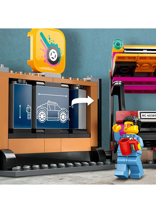 LEGO City Custom Car Garage 60389 Building Toy Set for Kids Aged 6+; Includes a Workshop with Fun Functions, 2 Customizable Cars with Interchangeable Front and Rear Modular Sections and 4 Minifigures (507 Pieces)