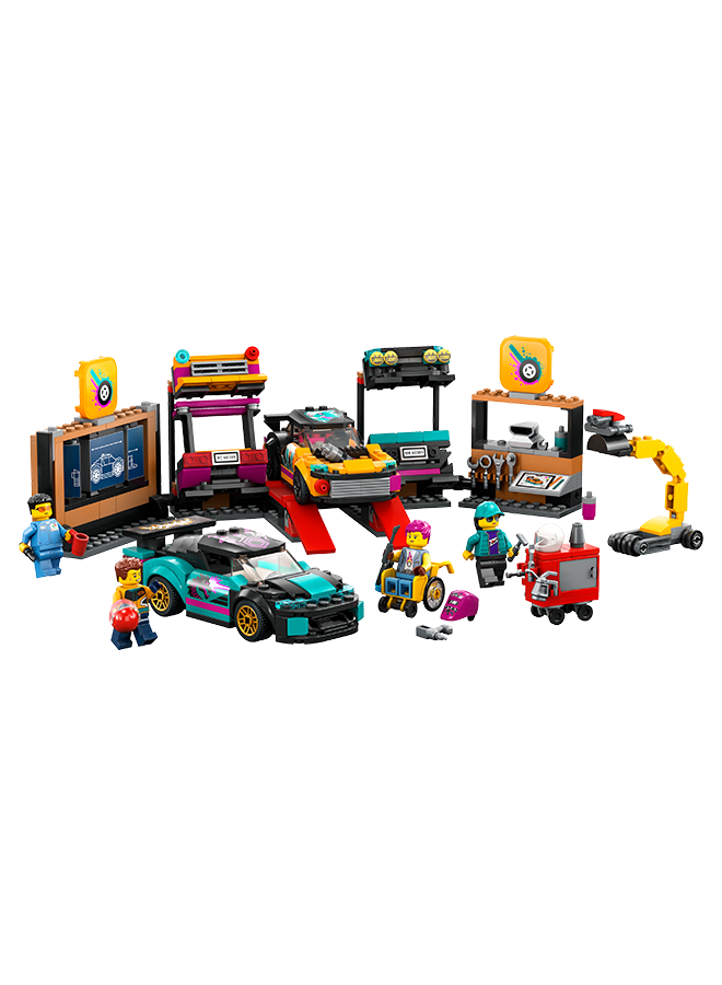 LEGO City Custom Car Garage 60389 Building Toy Set for Kids Aged 6+; Includes a Workshop with Fun Functions, 2 Customizable Cars with Interchangeable Front and Rear Modular Sections and 4 Minifigures (507 Pieces)