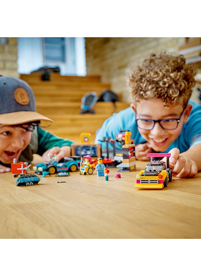 LEGO - City Custom Car Garage 60389 Building Toy Set for Kids Aged 6+; Includes a Workshop with Fun Functions, 2 Customizable Cars with Interchangeable Front and Rear Modular Sections and 4 Minifigures (507 Pieces) - Image 1