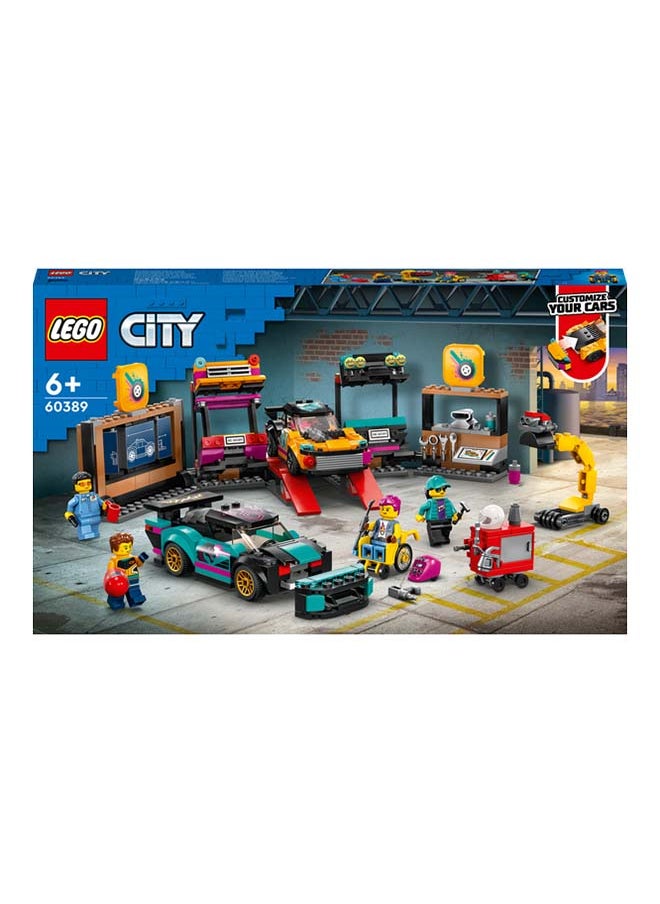 LEGO - City Custom Car Garage 60389 Building Toy Set for Kids Aged 6+; Includes a Workshop with Fun Functions, 2 Customizable Cars with Interchangeable Front and Rear Modular Sections and 4 Minifigures (507 Pieces) - Image 1