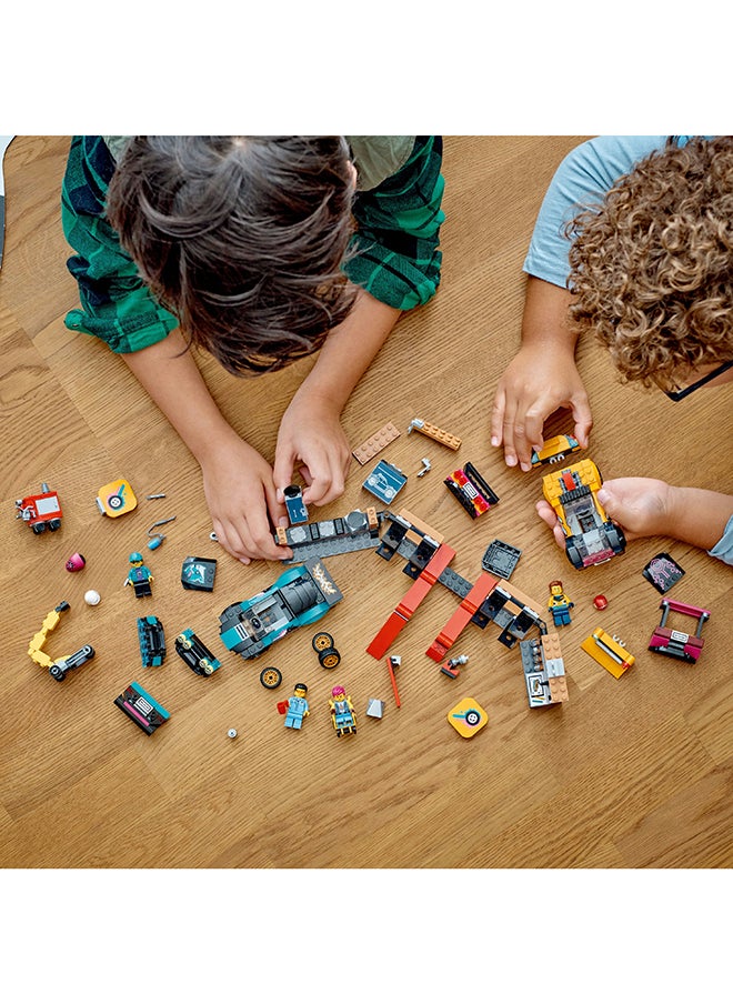 LEGO - City Custom Car Garage 60389 Building Toy Set for Kids Aged 6+; Includes a Workshop with Fun Functions, 2 Customizable Cars with Interchangeable Front and Rear Modular Sections and 4 Minifigures (507 Pieces) - Image 1