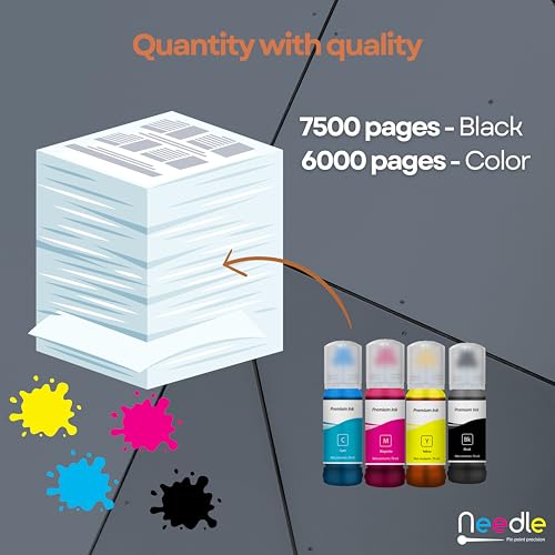 needle ; Pin point precision Needle 4x70gms 001/003 Compatible Refill Ink | Made in India | for Epson L3150 L3110 L3100 L3151 L3152 L1110 L3115 L3116 L3156 L4150 L6170 L4160 L5190 L6190 L6179 Printers (CMYK) - Image 5