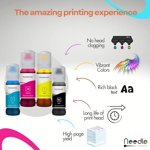 needle ; Pin point precision Needle 4x70gms 001/003 Compatible Refill Ink | Made in India | for Epson L3150 L3110 L3100 L3151 L3152 L1110 L3115 L3116 L3156 L4150 L6170 L4160 L5190 L6190 L6179 Printers (CMYK) - Image 3